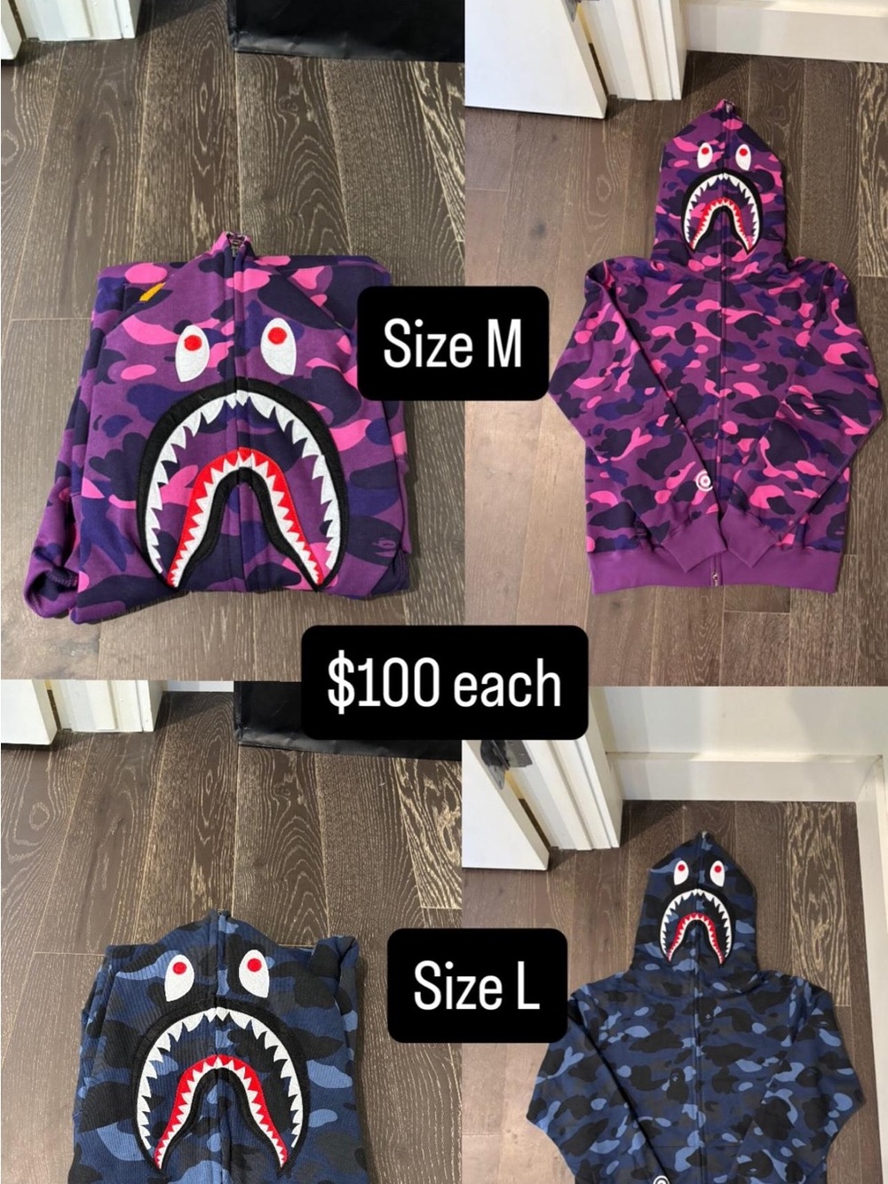 Kids Camo Shark Zip Hoodie - Purple/Pink